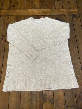 Caslon Nordstrom Side Snap Tunic Sweater - Oatmeal Heather - Size L